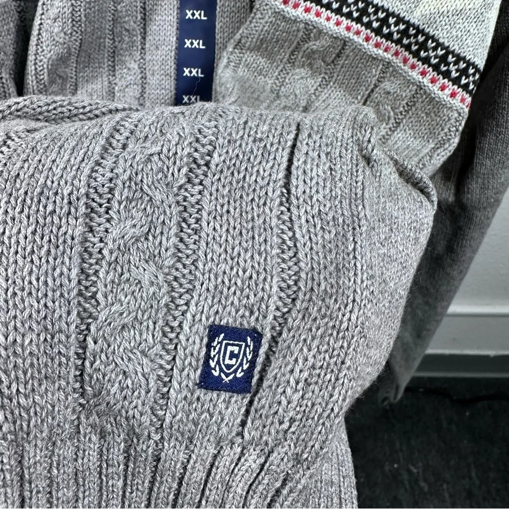 Chaps Gray Patterned Men's Sweater Size XXL